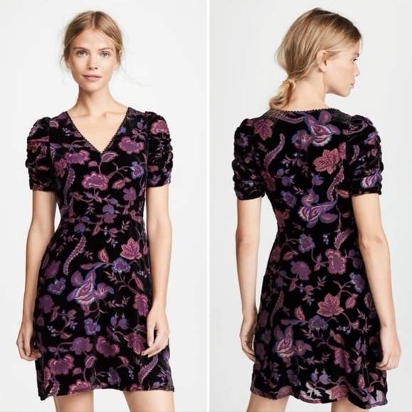 Rebecca Minkoff Arlette Botanical Burnout Velvet Dress Women's Size 2 - Picture 1 of 4